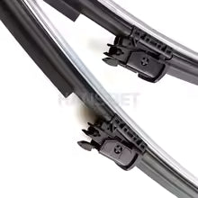 Close-up of a car windshield wiper blade on a white background